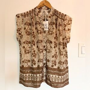 Blue Boheme brown and white Indian cotton blouse